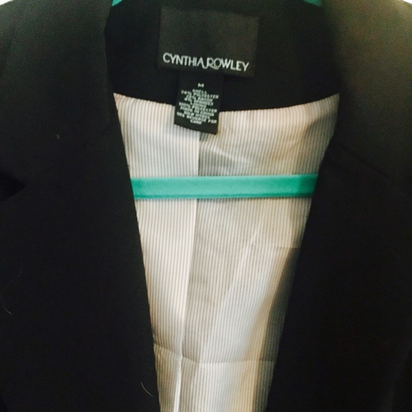 Cynthia Rowley black jacket with pinstripe lining. - Picture 3 of 4